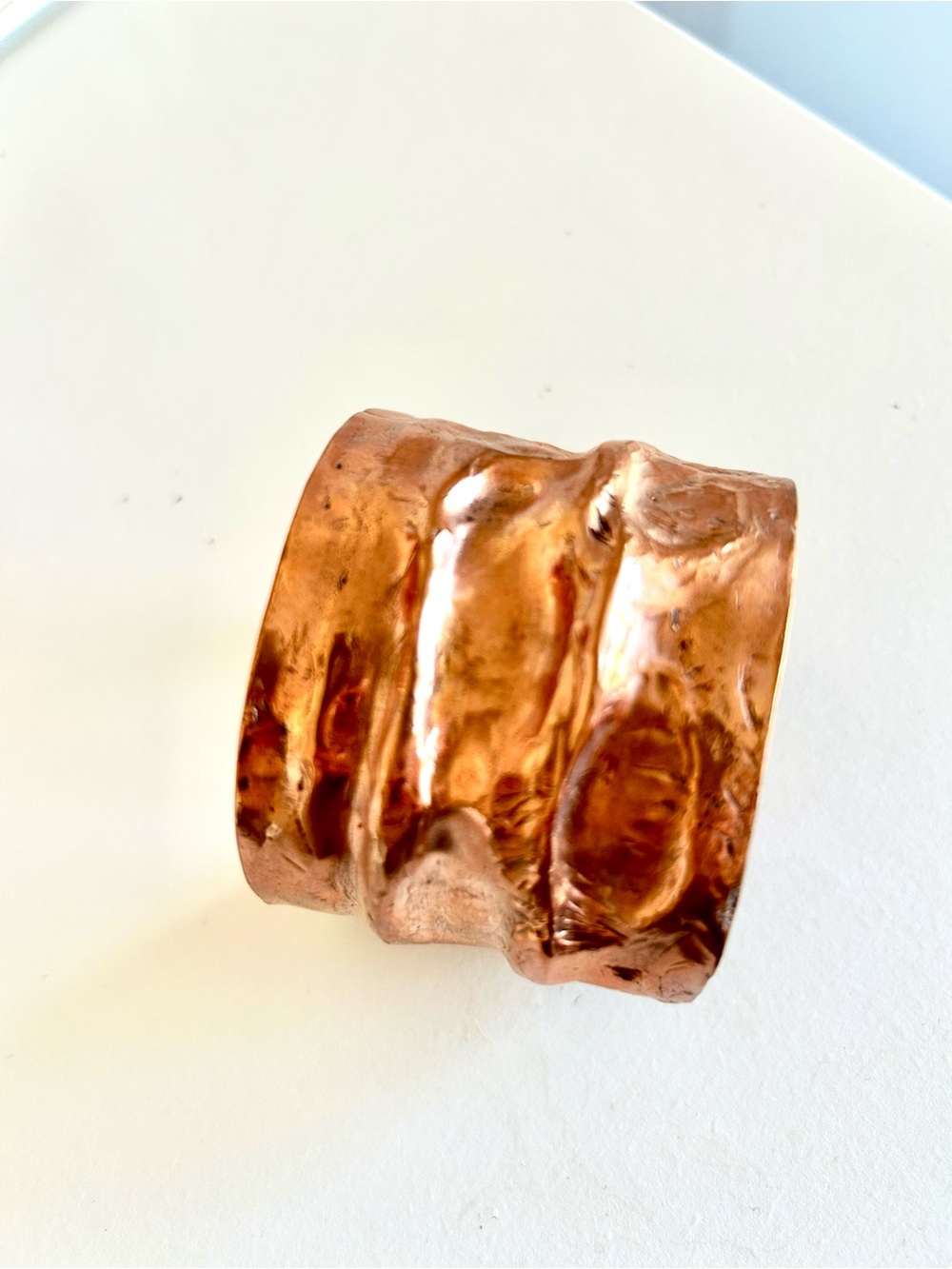 Sculptural Cooper Metal Cuff Bracelet Handmade